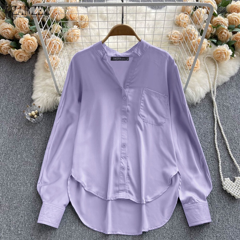 Zanzea Áo Sơ Mi Tay Dài Cổ Chữ V Thời Trang Quyến Rũ Cho Nữ