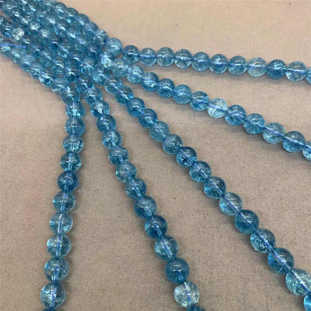 Chuỗi Hạt Đá Thạch Anh Xanh Tự Nhiên 6 / 8 / 10 / 12mm Dùng Làm Đồ Trang Sức Thủ Công