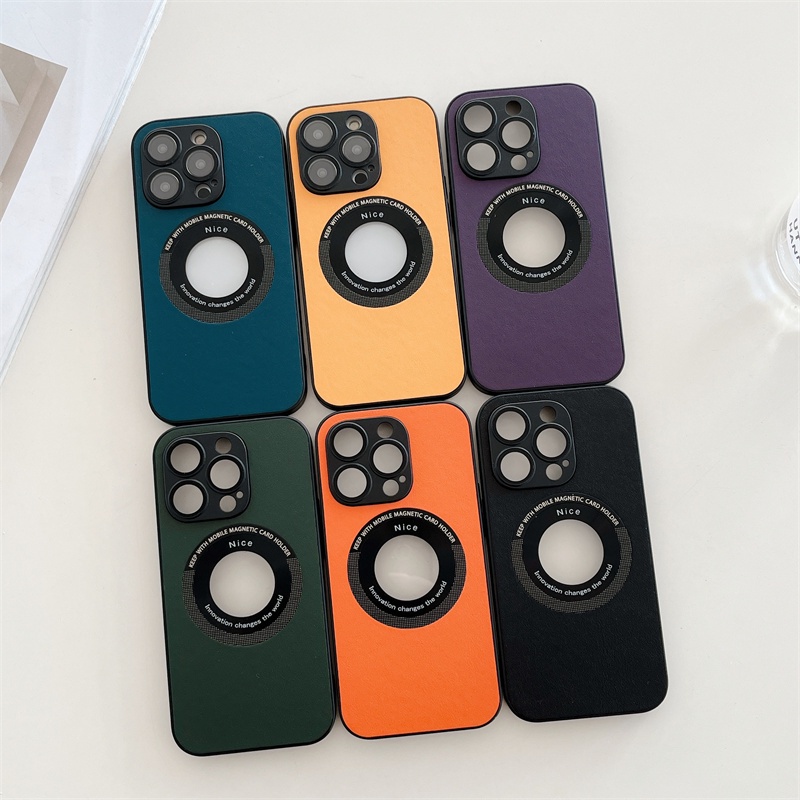 Ốp Điện Thoại Bằng Da Màu Trơn Sành Điệu Cho iPhone 14 13 12 11 Pro Max Plus