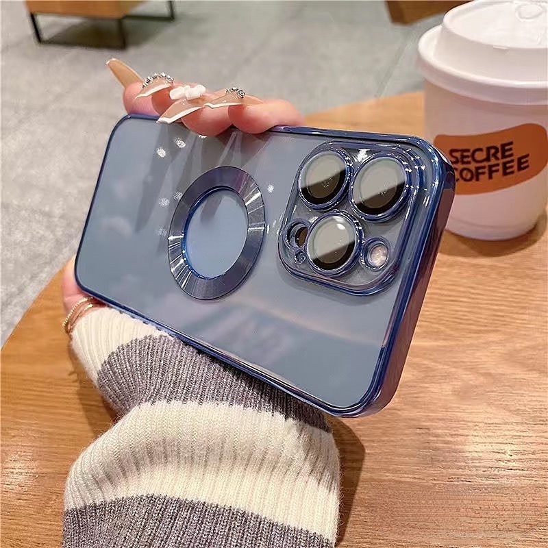 Sang Trọng Ốp Điện Thoại Trong Suốt Chống Sốc Có Vòng Nhẫn Kim Loại Cho iphone 11 12 13 14 pro max xs max xr x 7 8 plus se