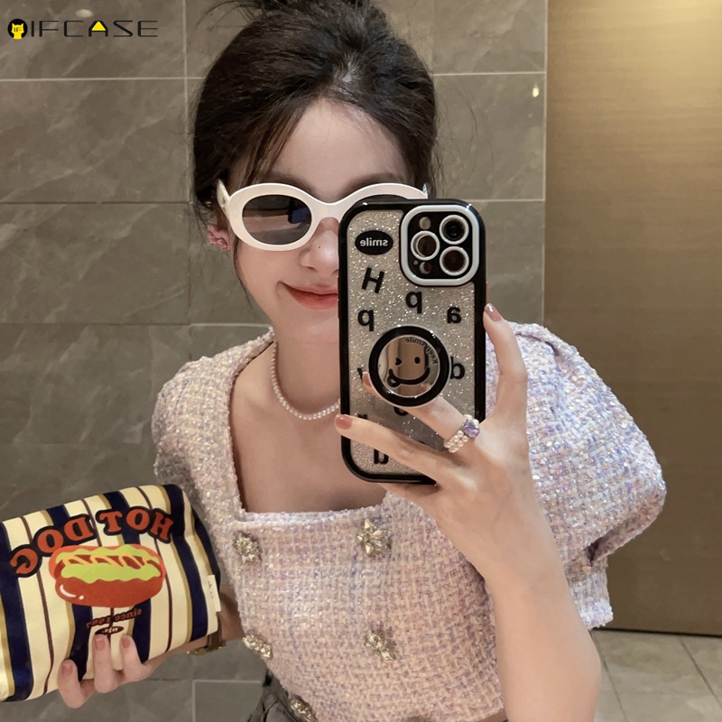 Ốp Điện Thoại Họa Tiết Mặt Cười Lấp Lánh Cho iPhone 14 Plus 13 12 11 Pro XS Max XR X