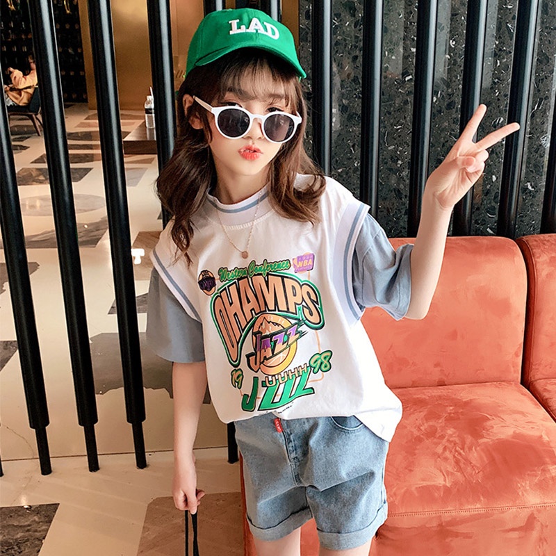 Áo thun IQ Angel tay ngắn thời trang mùa hè cho bé gái