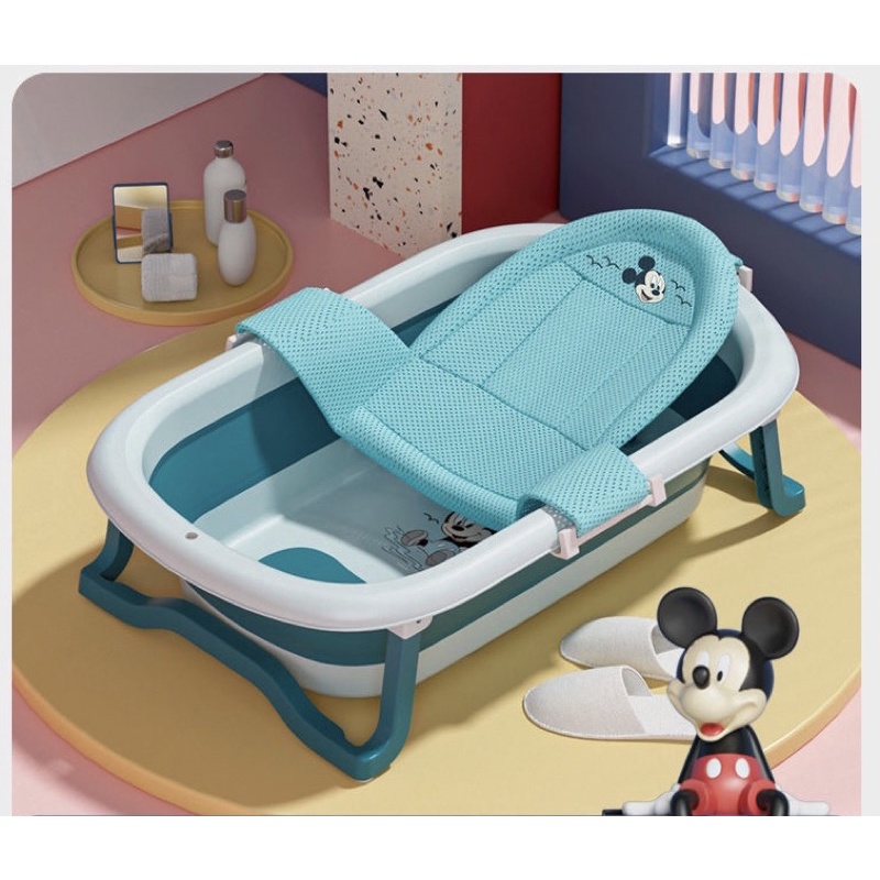 Chậu tắm gấp gọn kèm lưới tắm Micky DISNEY cho bé( kèm quà tặng )
