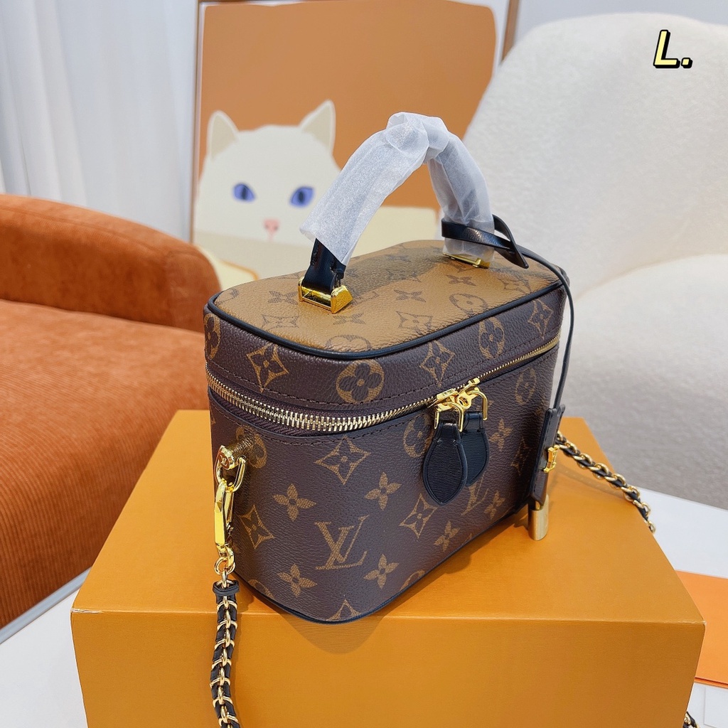 MWJG LV LOUIS VUITTON LV LOUIS VUITTON VANITY Small Handbag MONOGRAM Leather Women's Fashion Style Cosmetic Bag2022