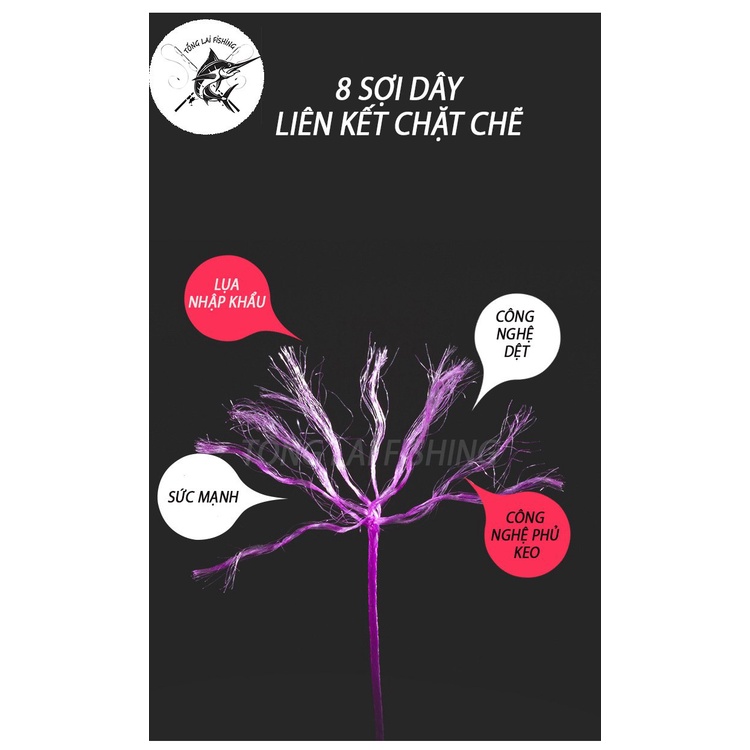 Dây trục chính lure PE 8X YUDING đa sắc 100m