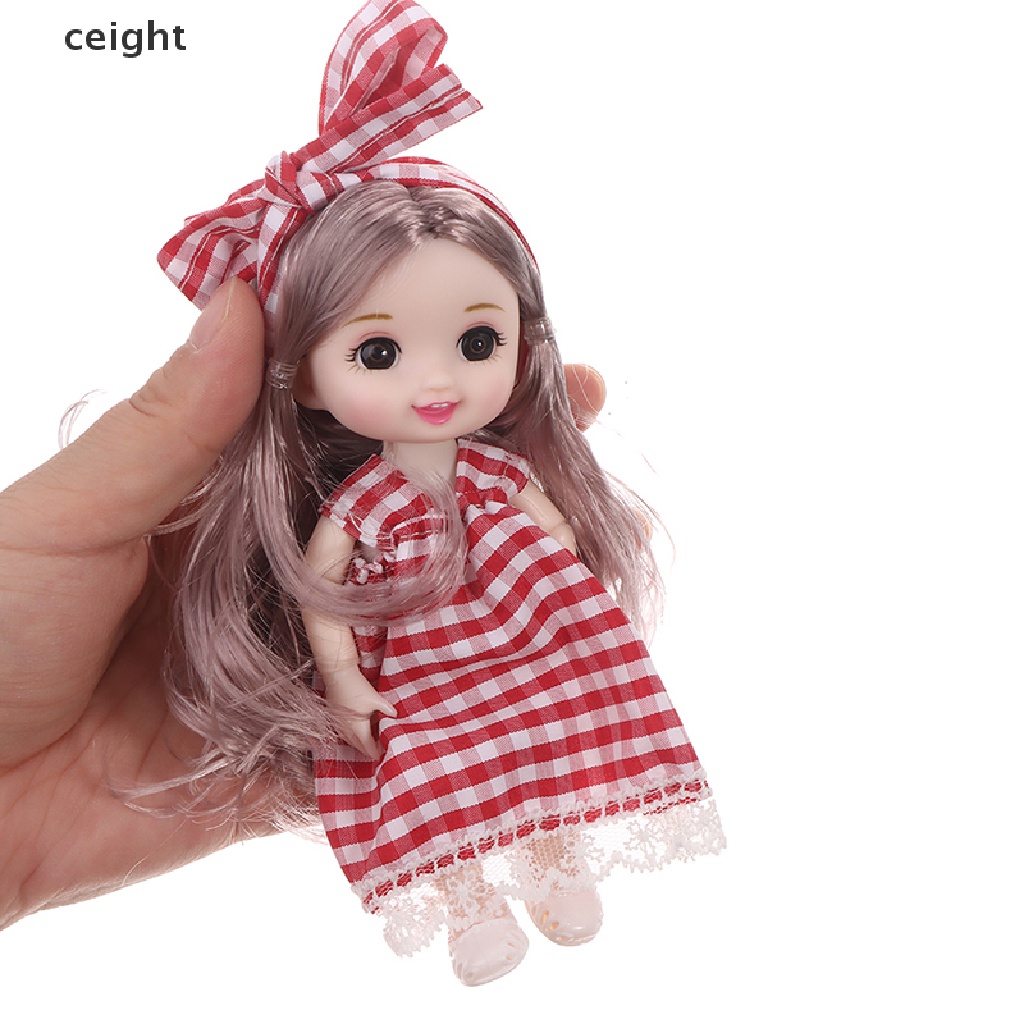 Búp Bê Bé Gái Mắt To 3D Có Khớp Cử Động 17Cm DIY
