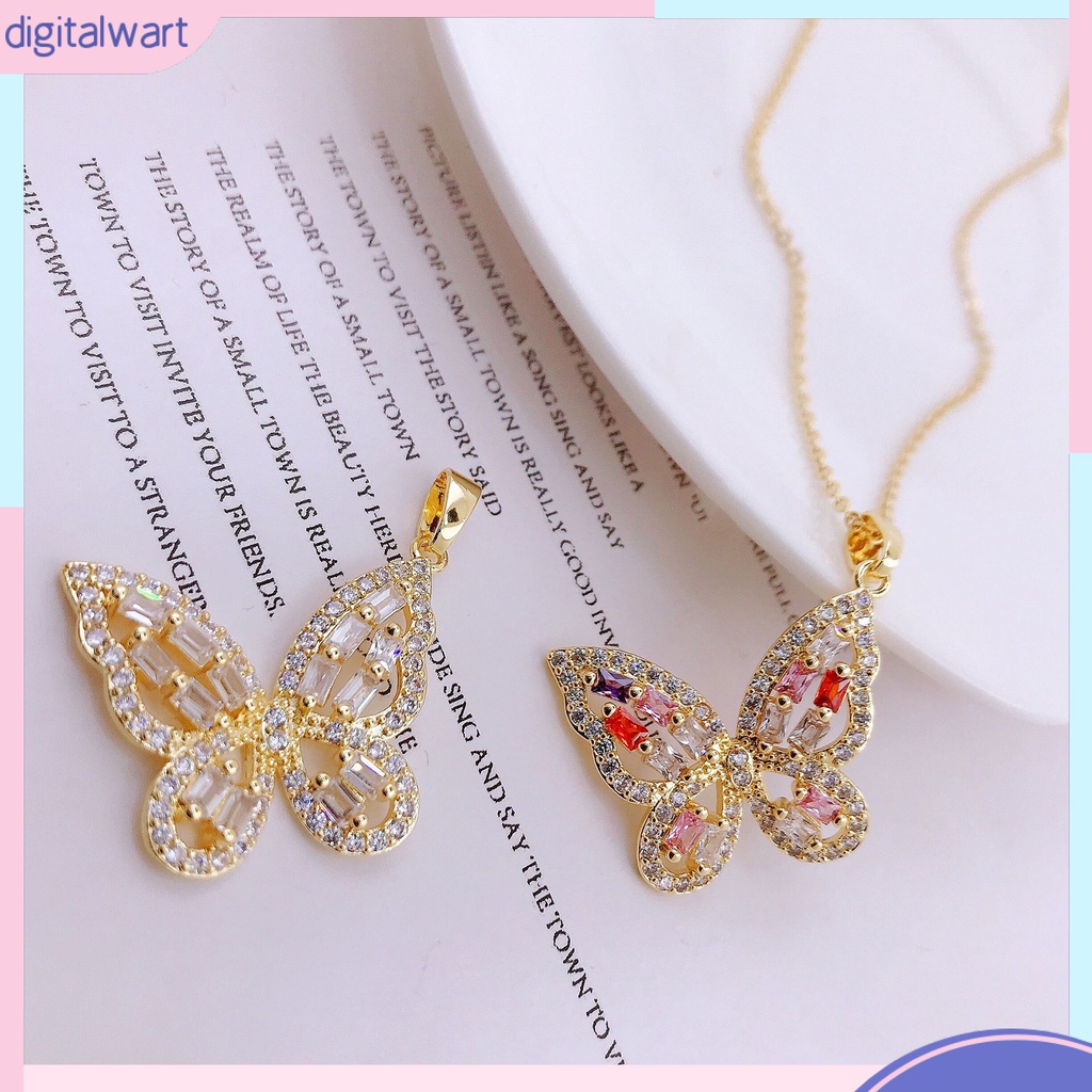 Vòng cổ Mạ Điện Mặt Hình Bướm Đính Đá Zircon Sang Trọng Thời Trang Cho Nữ