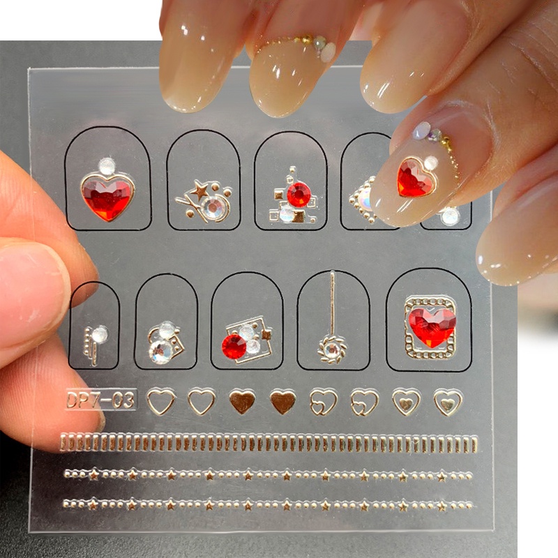 UR SUGAR Sticker 3D Hình Bươm Bướm Trái Tim Đính Đá Dùng Trang Trí Móng Tay