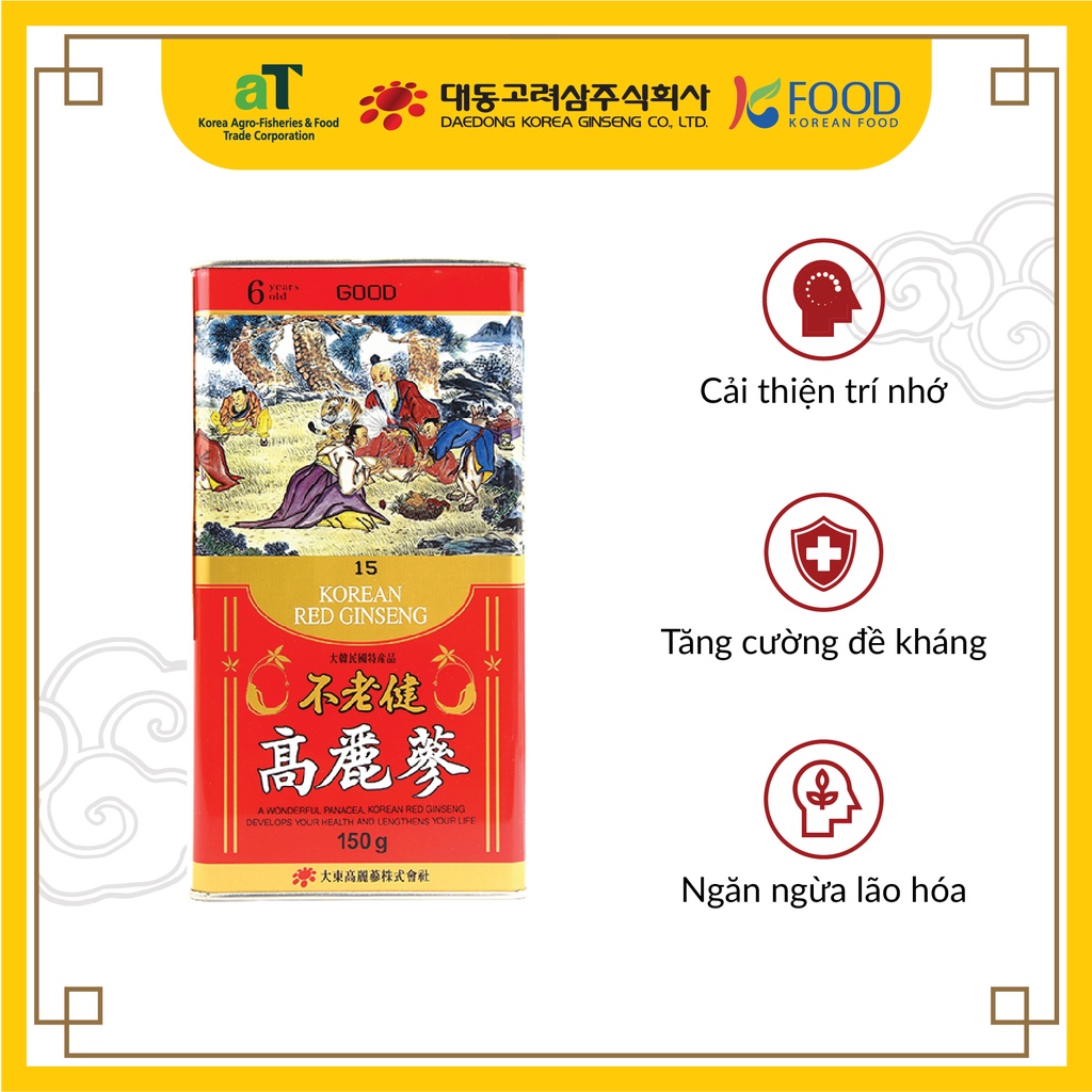 Hồng Sâm Củ Khô 150gr Daedong Korea Ginseng Heaven Số 30 Size Lớn 10 Củ