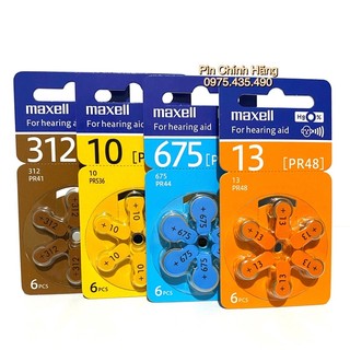 Pin Trợ Thính Maxell 675 PR44 / 13 Pr48 / 312 PR41 / 10 PR536 Chính Hãng 1 Vỉ 6 Viên