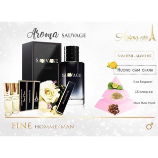 Tinh Dầu Nước Hoa Pháp Aroma Di.or Sauvage 12ml, Nam Tính, Lịch Lãm, Lôi Cuốn Lưu Hương Cực Lâu - Dạng Lăn Tiện Lợi