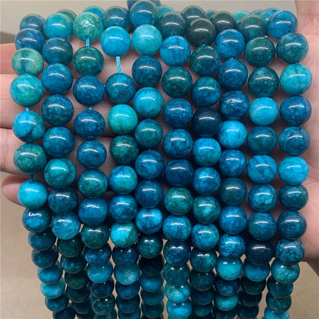 Set Đá Xanh Lam Tự Nhiên 3A Kích Cỡ 6 / 8 / 10mm Dùng Làm Đồ Trang Sức Thủ Công