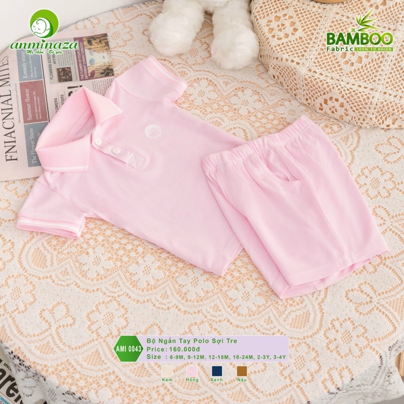 Bộ Cộc Polo Sợi Tre Siêu Mềm Mát Cho Bé 6m-4y