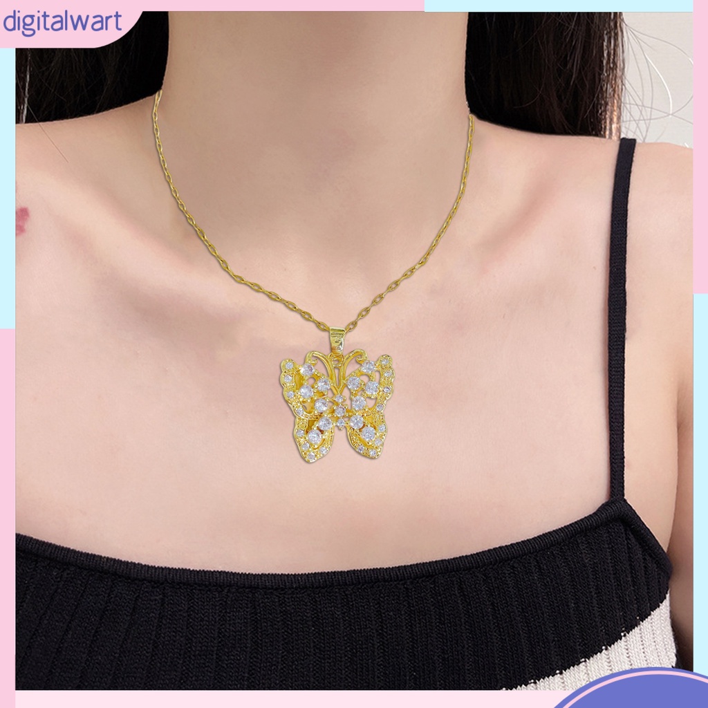 Vòng cổ Mạ Điện Mặt Hình Bướm Đính Đá Zircon Sang Trọng Thời Trang Cho Nữ