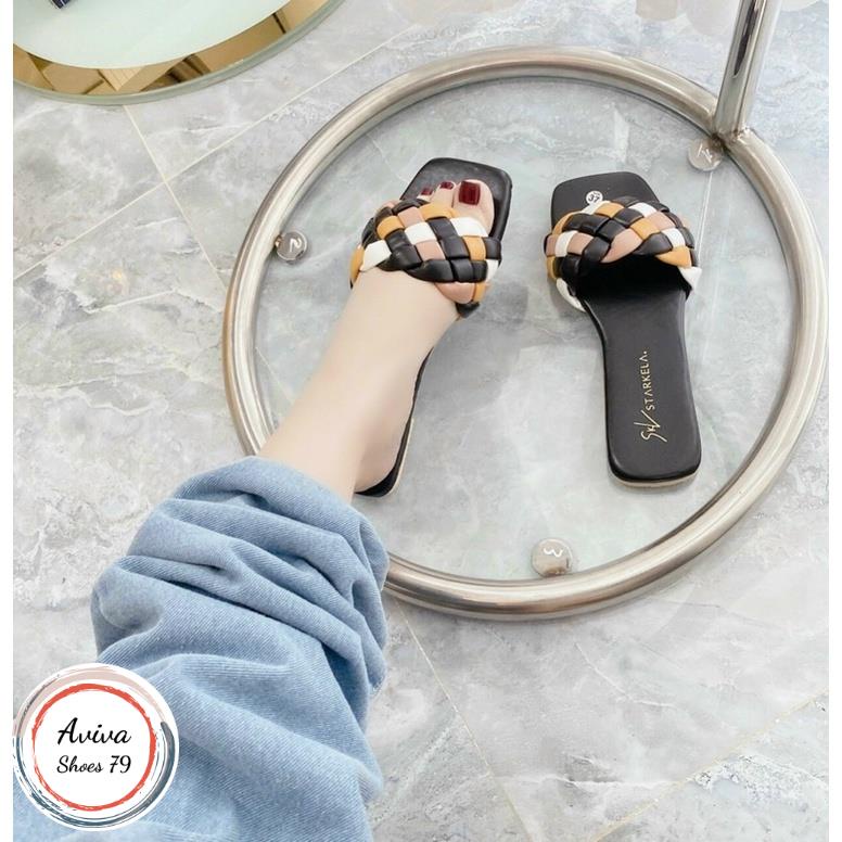 Dép đế bệt quai ngang Bính phối màu H2STORE siêu xinh hót quanh năm.