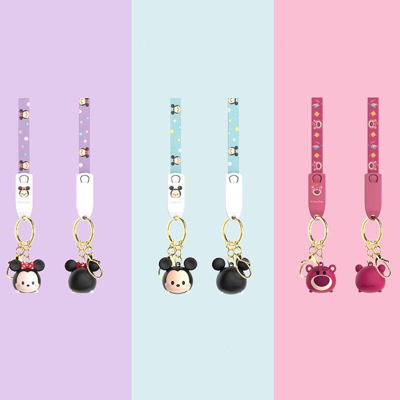 DISNEY Dây Cáp Sạc Nhanh 2.4A 3 Trong 1 Kiểu Dáng Hoạt Hình Dễ Thương Cho Điện Thoại