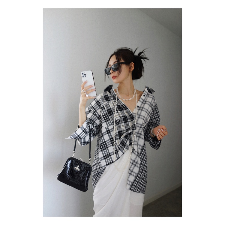 Áo Sơ Mi Dáng Rộng Họa Tiết Kẻ Sọc Thiết Kế Mới Thời Trang Mùa