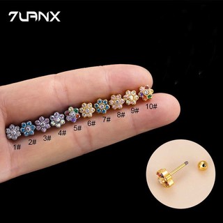 7uanX 1 Khuyên Xỏ Cơ Thể Bằng Thép Không Gỉ Đính Đá Zircon Đầu Đơn Không Gây Dị Ứng