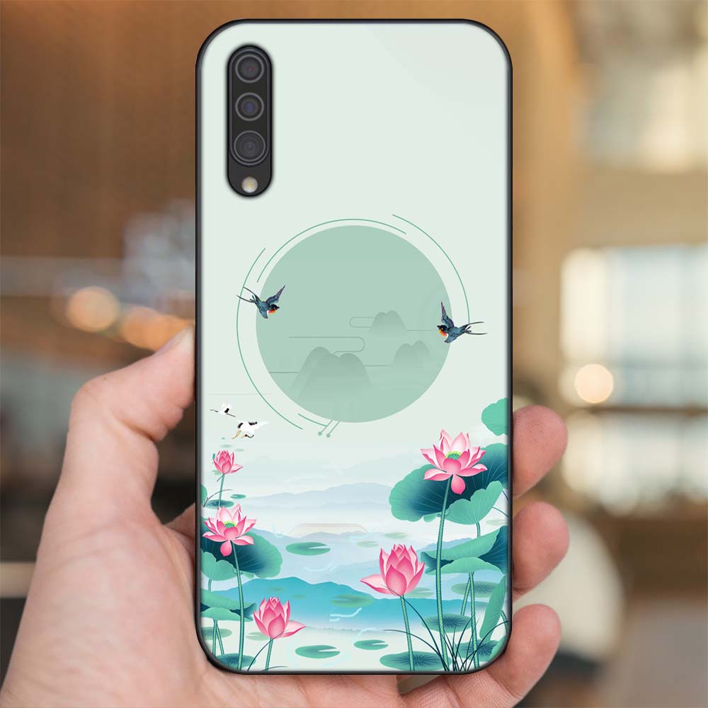 Ốp lưng Samsung A30S, A50, A50S, A70, A70S viền đen in hình Hoa Sen Hoa Đẹp