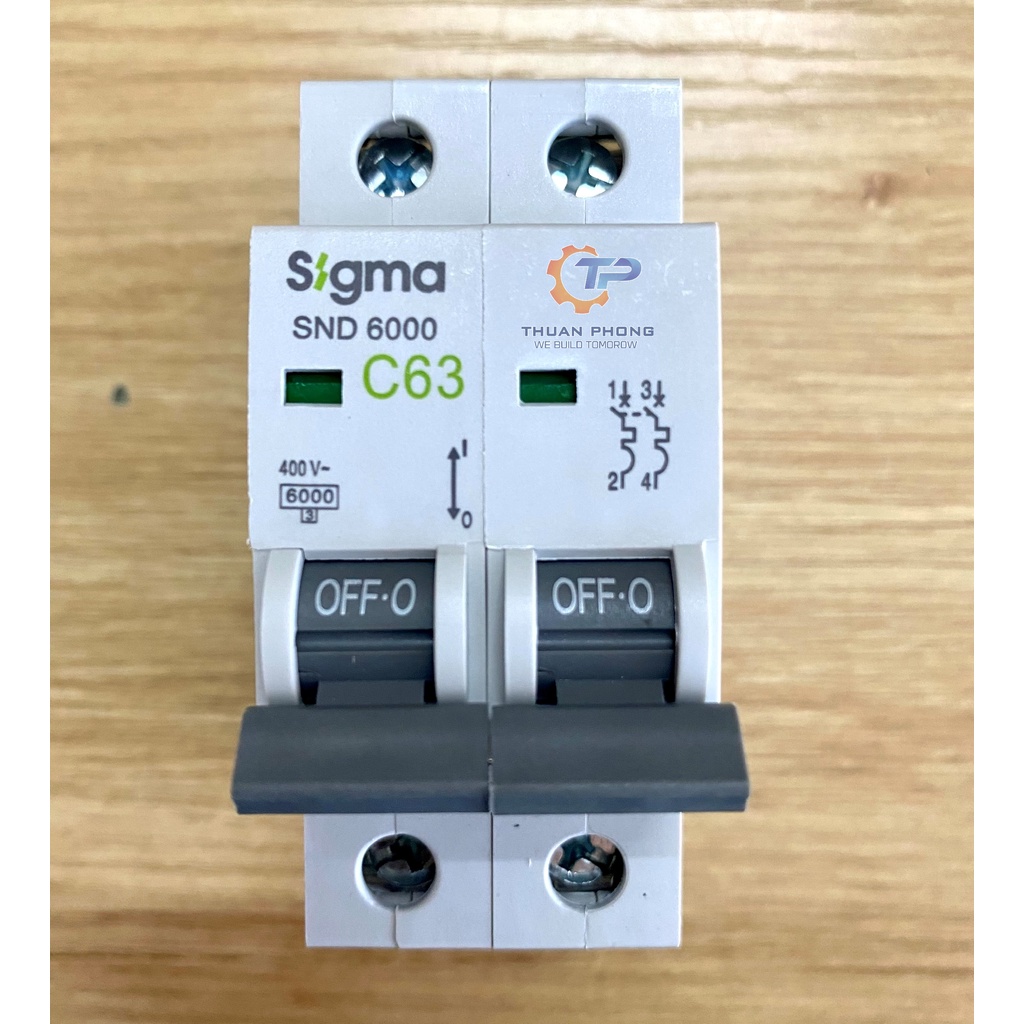 Cầu dao Sigma MCB loại SND6000, 2P, dòng cắt 6kA