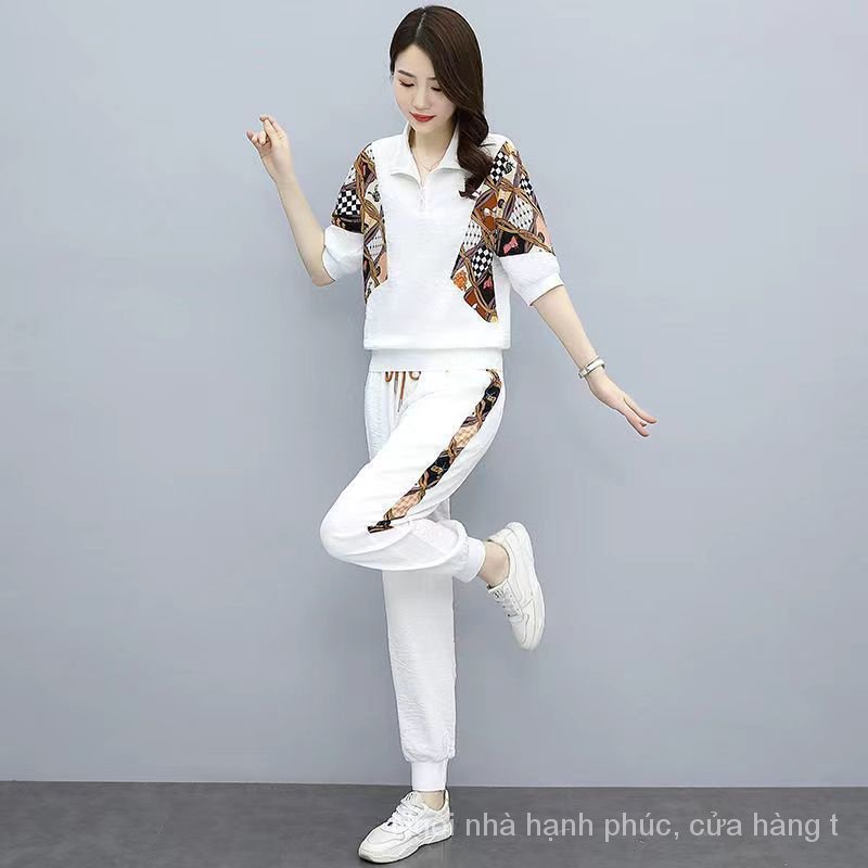 Bộ Đồ Thể Thao Hai Mảnh Áo Thun + Quần Dài Phong Cách Thời Trang Mùa Hè 2023 Mới