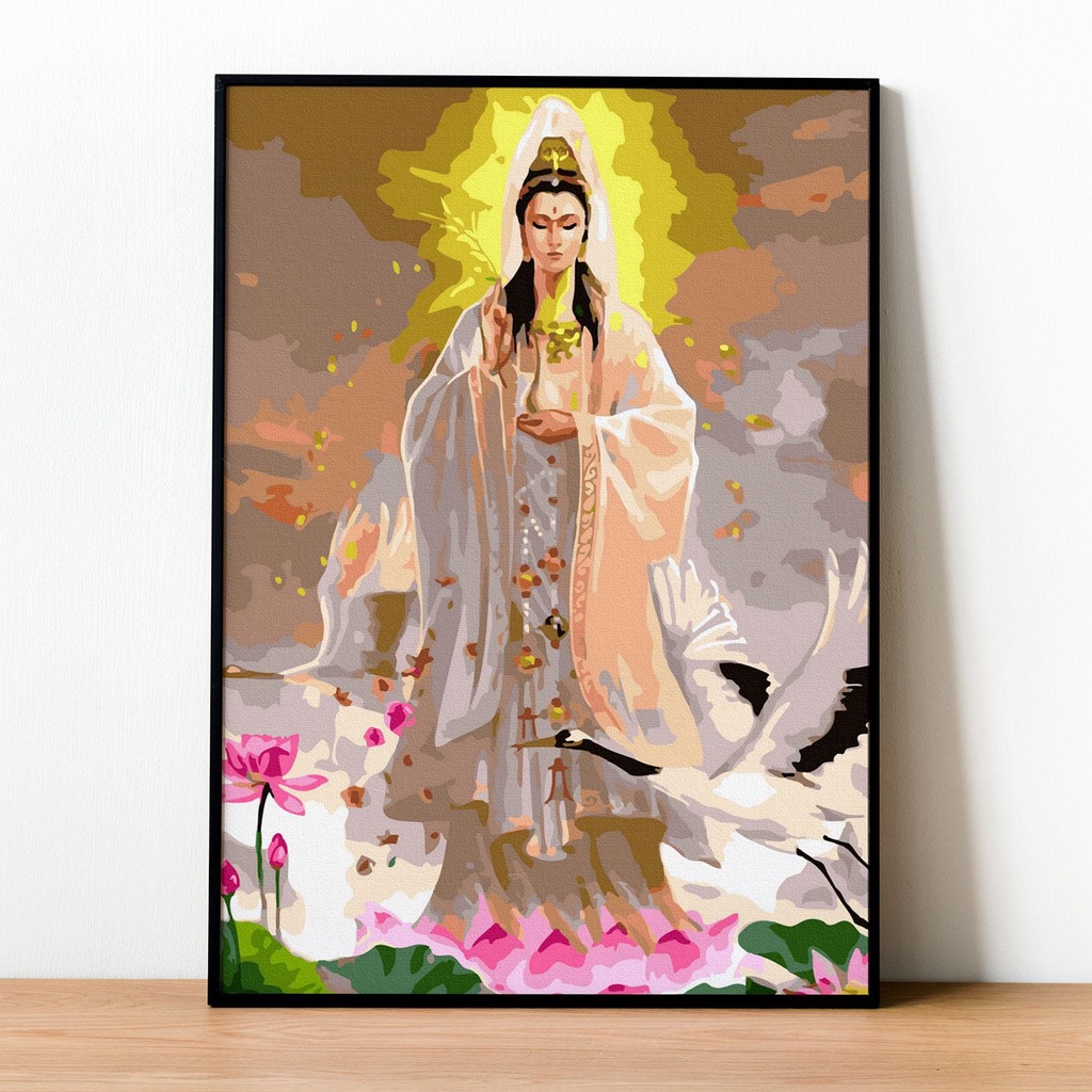 ✅Tranh số hóa Quan thế âm bồ tát đã căng khung 40x50cm