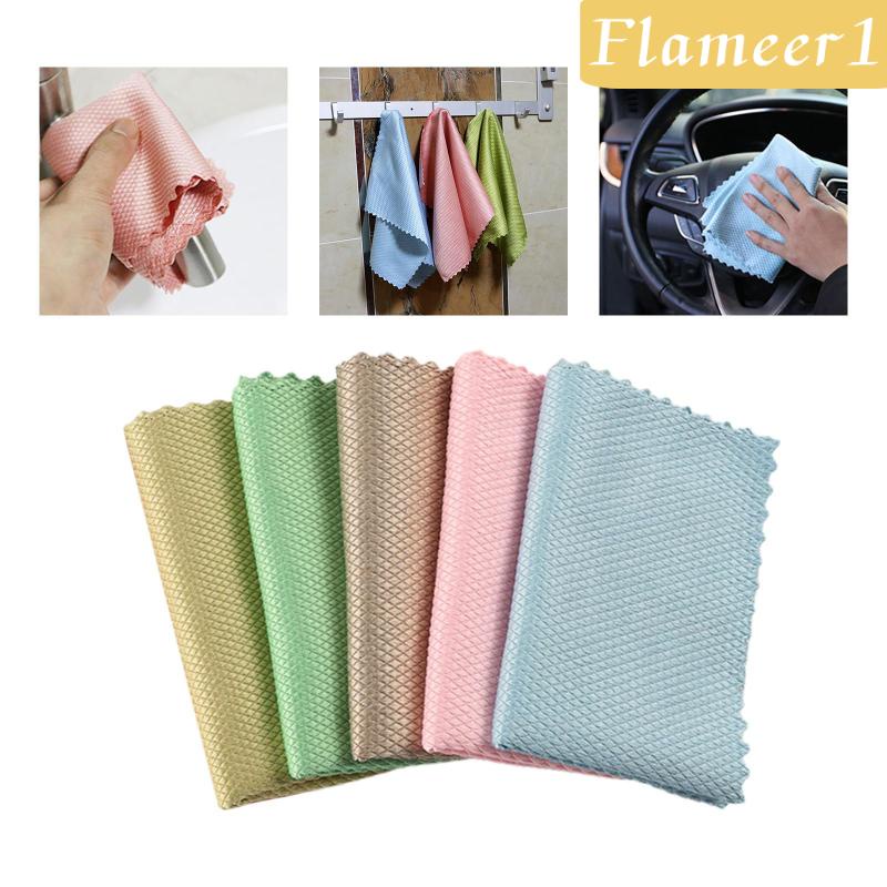 1 [Flameer] 5 Khăn Lau Polyester Nhanh Khô Cho Bồn Cầu / Bồn Rửa Chén