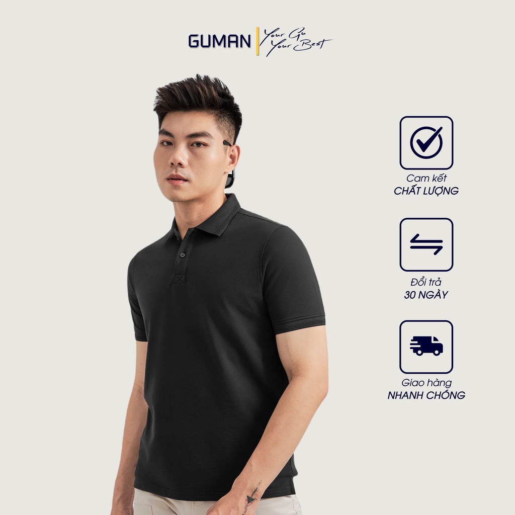 Áo Polo Lucas Chất Liệu Cotton CVC Phom Slimfit Tôn Dáng Màu Đen GAP061 - GUMAN