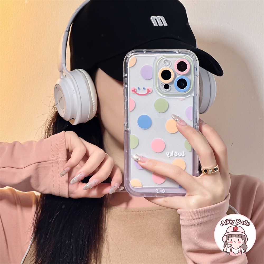 Ốp Điện Thoại TPU Mềm Chống Sốc Họa Tiết Chấm Bi / Mặt Cười Nhiều Màu Sắc Cho Iphone 13 12 11 Pro Max XR 8 7 Plus