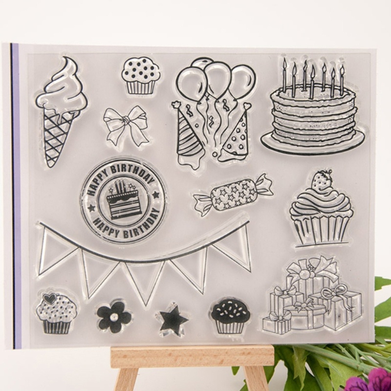 Tem Đóng Dấu Silicone Trong Suốt Hình Chữ Happy Birthday