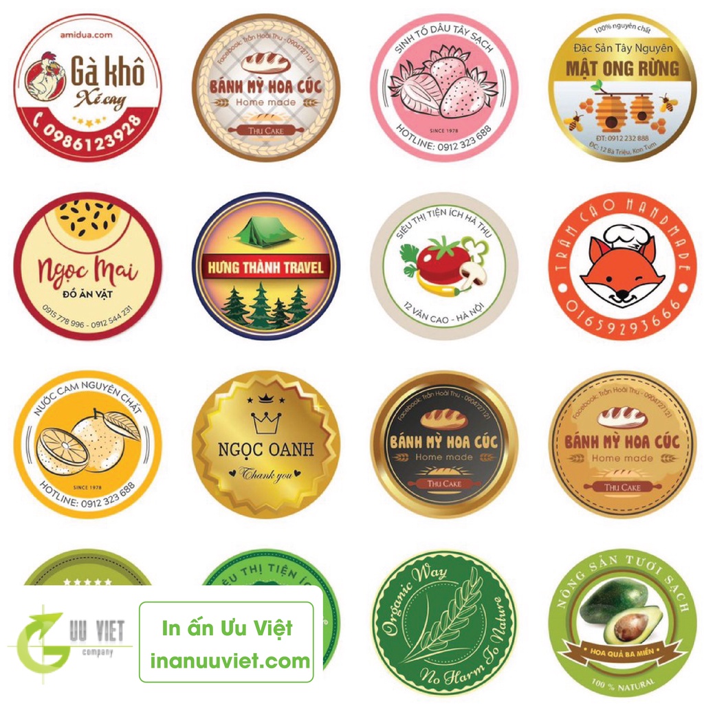 In tem nhãn giấy dcal lột dán A3+ - cán bóng - cắt bế theo hình