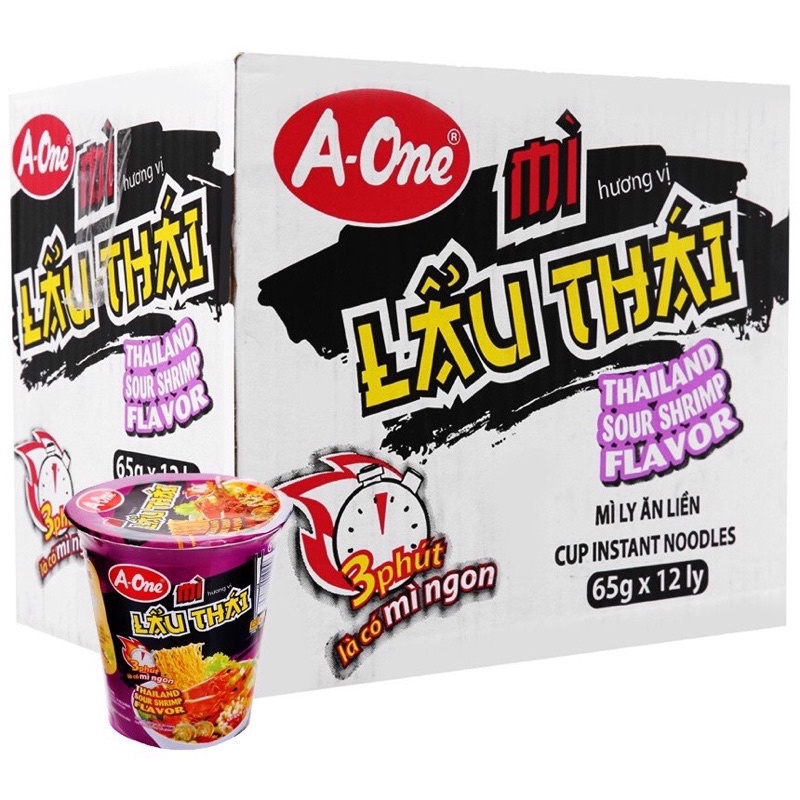 🥰🥰Thùng 12 ly mì A-One lẩu Thái 65G