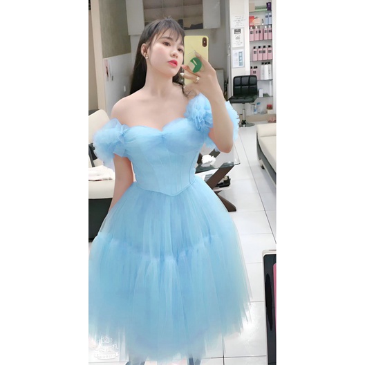 GIẢM GIÁ CỰC SỐC - ĐẦM LƯỚI TRỄ VAI CÚP NGỰC ÔM EO DÁNG XÒE TẦNG CỰC XINH ĐẸP NỮ TÍNH ĐI CHƠI DỰ TIỆC CƯỚI UP (shop yoyo