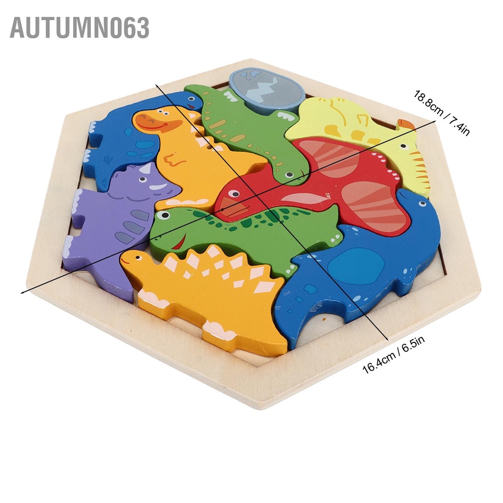 Autumn063 Bộ xếp chồng khối khủng long đầy màu sắc Cải thiện khả năng phối hợp Khối cân bằng gỗ Đồ chơi giáo dục