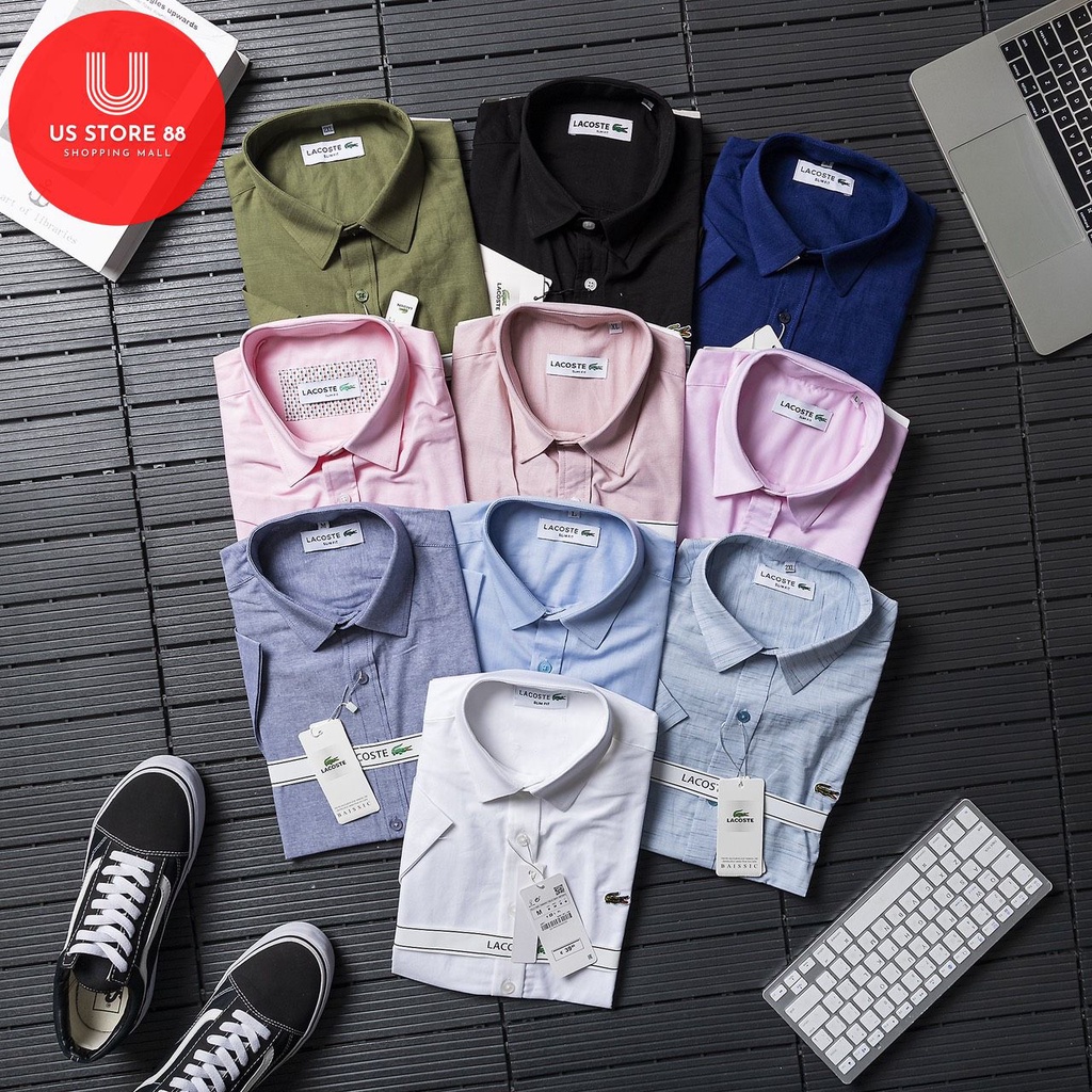 Áo sơ mi nam trơn ngắn tay đẹp LC màu hồng, vải oxford cao cấp, ít nhăn, phong cách trẻ trung, năng động