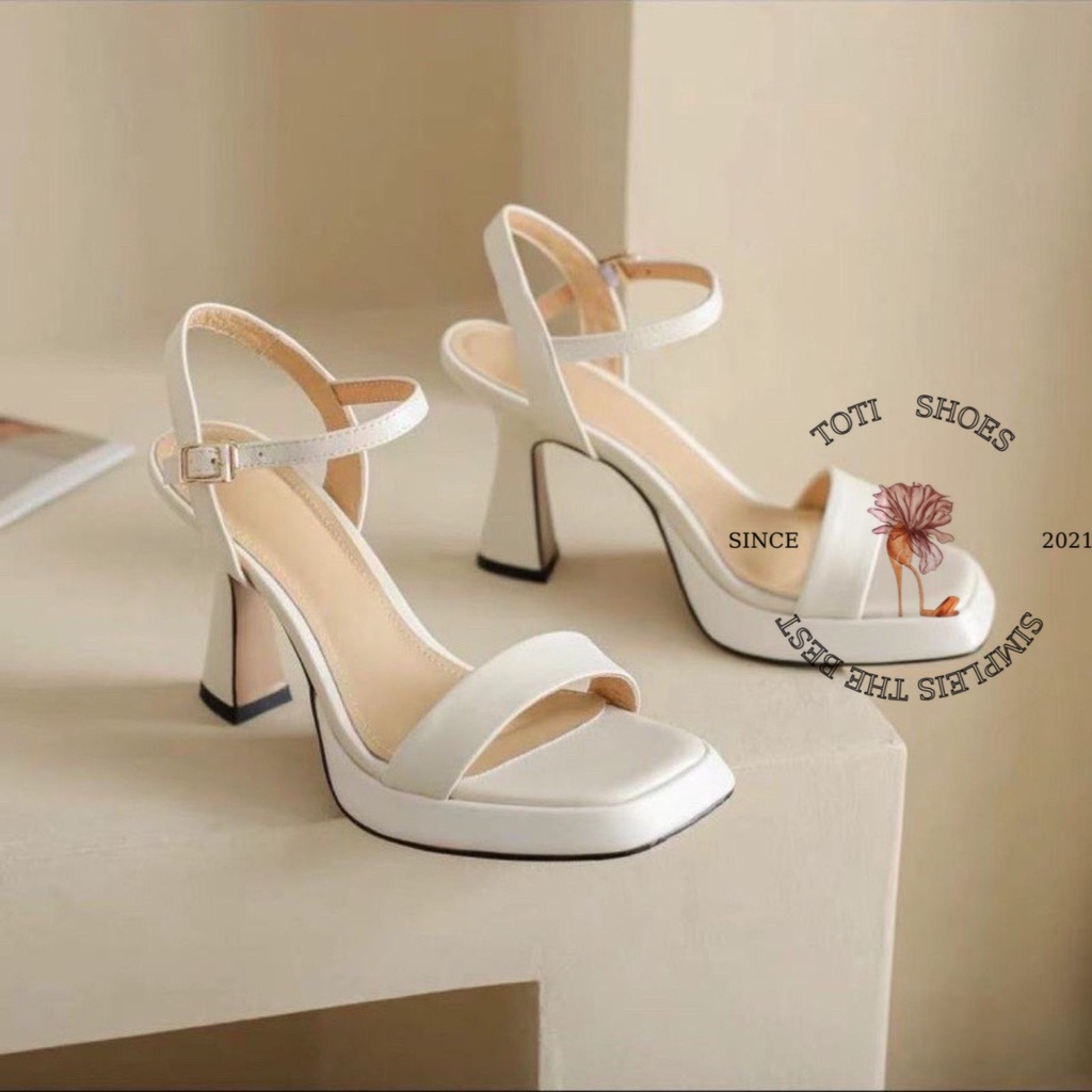 SANDAL CAO GÓT TOTIIE STORE - GIÀY THỜI TRANG QUAI NGANG 7 PHÂN - GUỐC NỮ MŨI VUÔNG ĐÚP G2304020