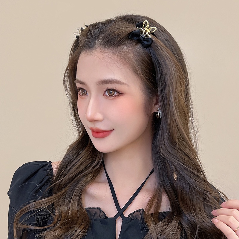 Kẹp Tóc Nơ Tai Thỏ / Vương Miện Bằng Kim Loại Dễ Thương Phong Cách Hàn Quốc Cho Bé Gái