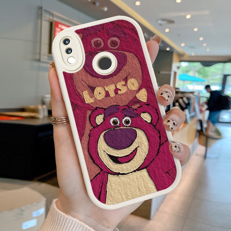 Ốp Điện Thoại Da PU Hình Gấu Dâu Tây Cho Xiaomi Redmi Note 7 Note7 Pro 7S