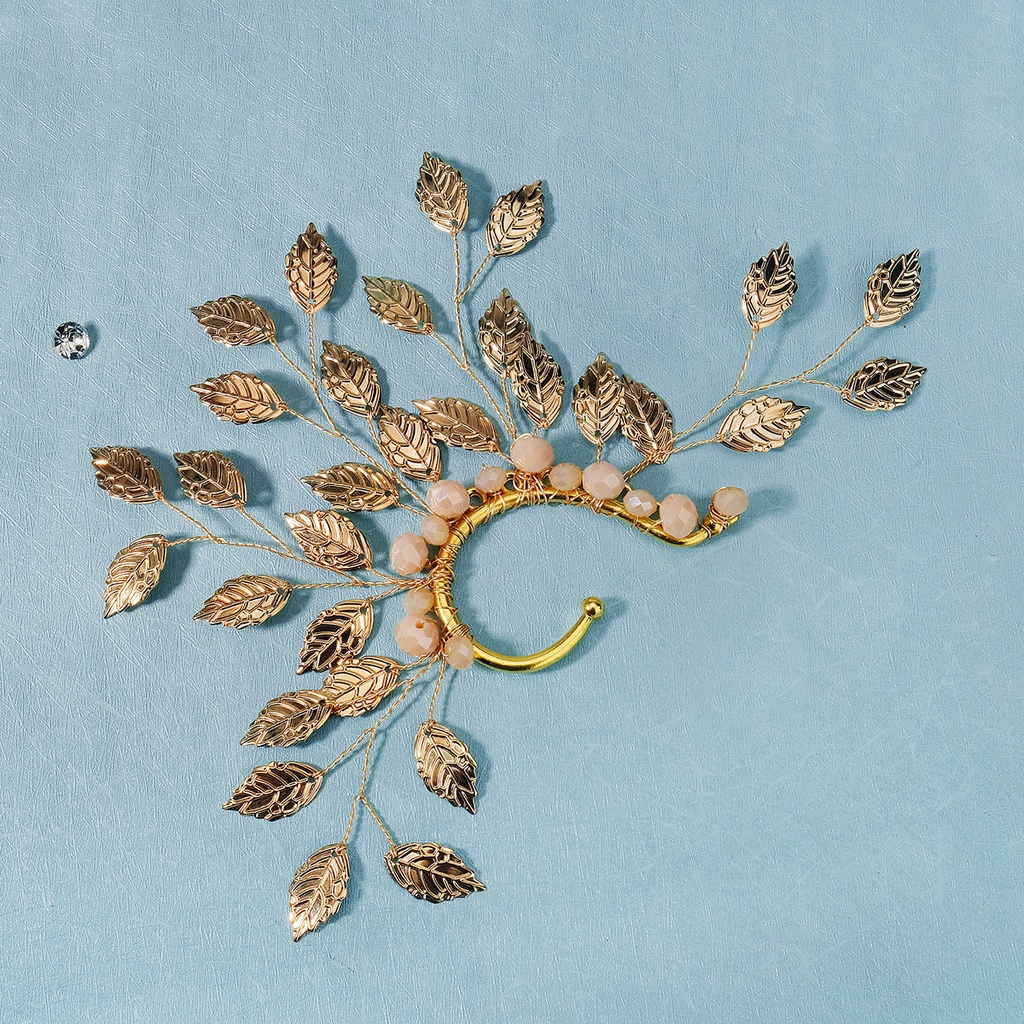 1 Khuyên Kẹp Vành Tai Hình Lá Vàng Phong Cách Vintage Thanh Lịch Dành Cho Nữ