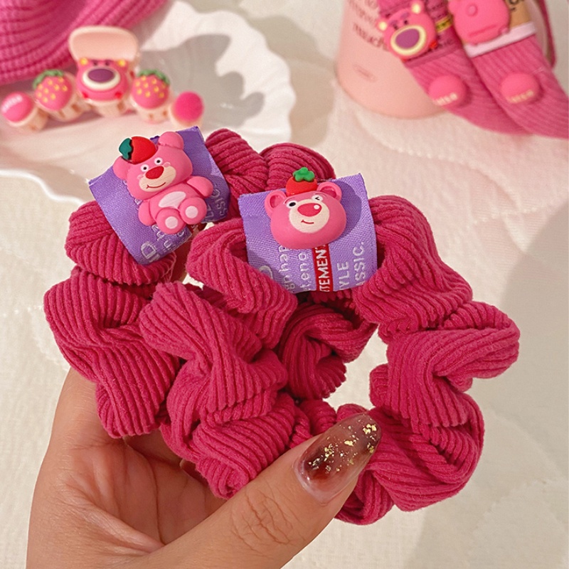 Băng Đô Cài Tóc Hình Gấu / Dâu Tây Bằng Lông Nhung Dễ Thương Xinh Xắn