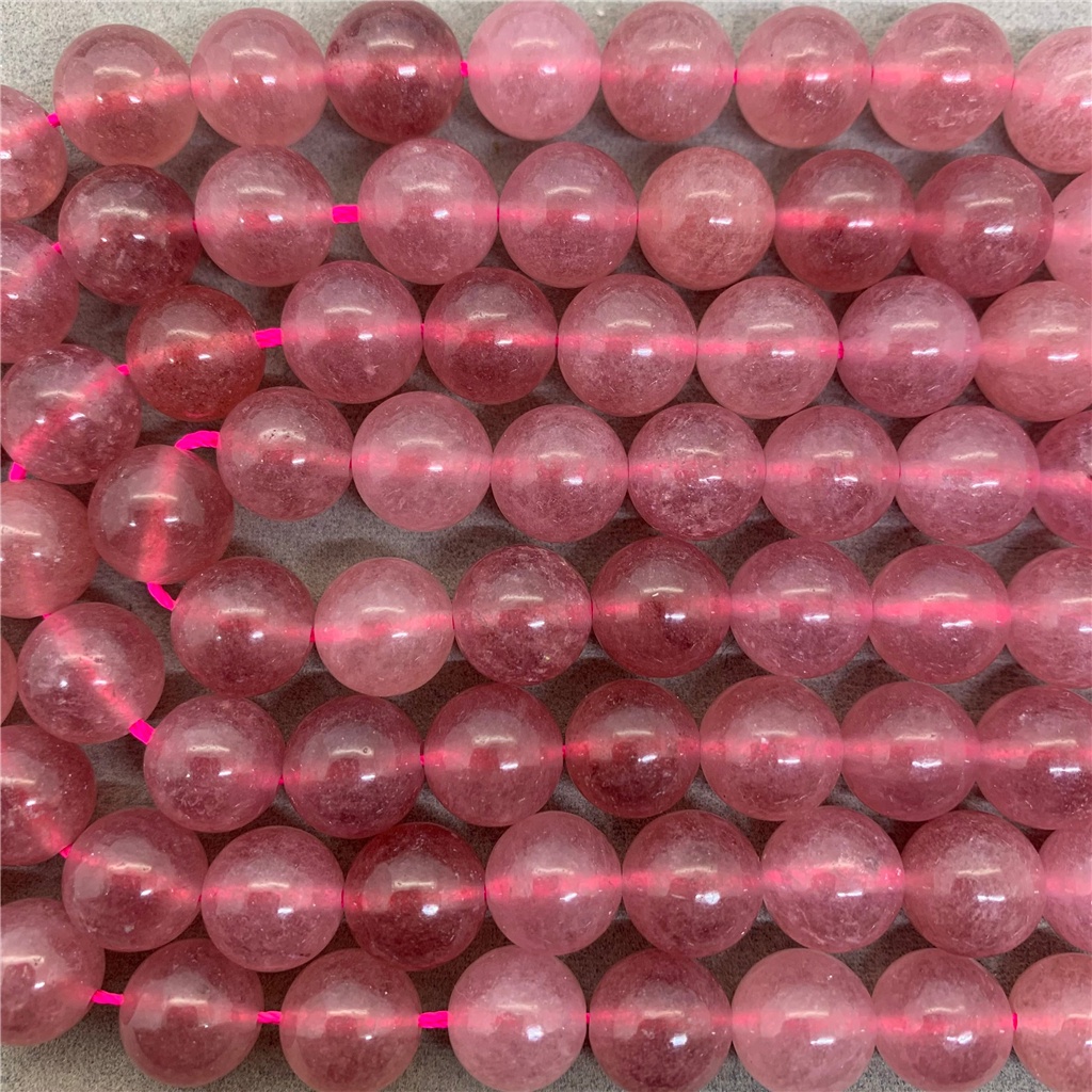 2a Đá Thủy Tinh Thạch Anh Đào Tự Nhiên Kích Thước 6 / 8 / 10mm Dùng Làm Vòng