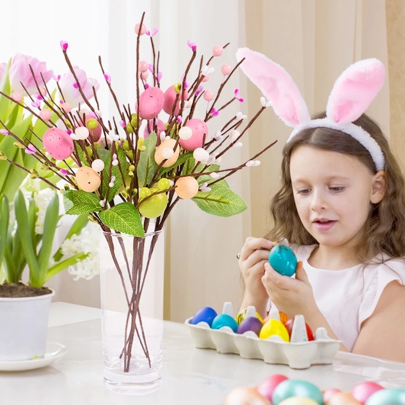 1 Nhánh Hoa Trứng Phục Sinh Nhân Tạo Trang Trí Bàn Ăn / Tiệc Cưới