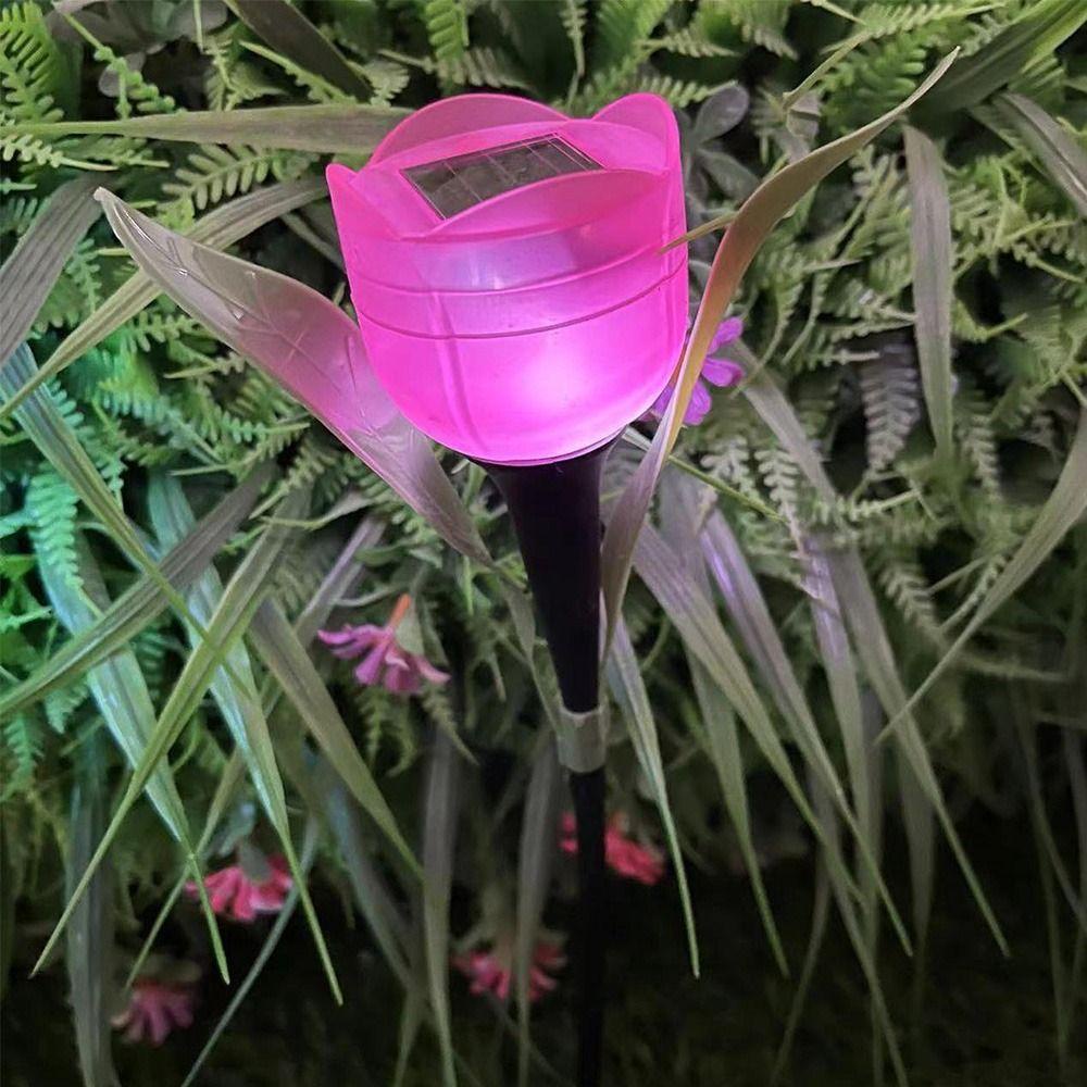 ZAIJIE24 Bộ 2 Đèn Led Hình Hoa Tulip Trang Trí Sân Vườn