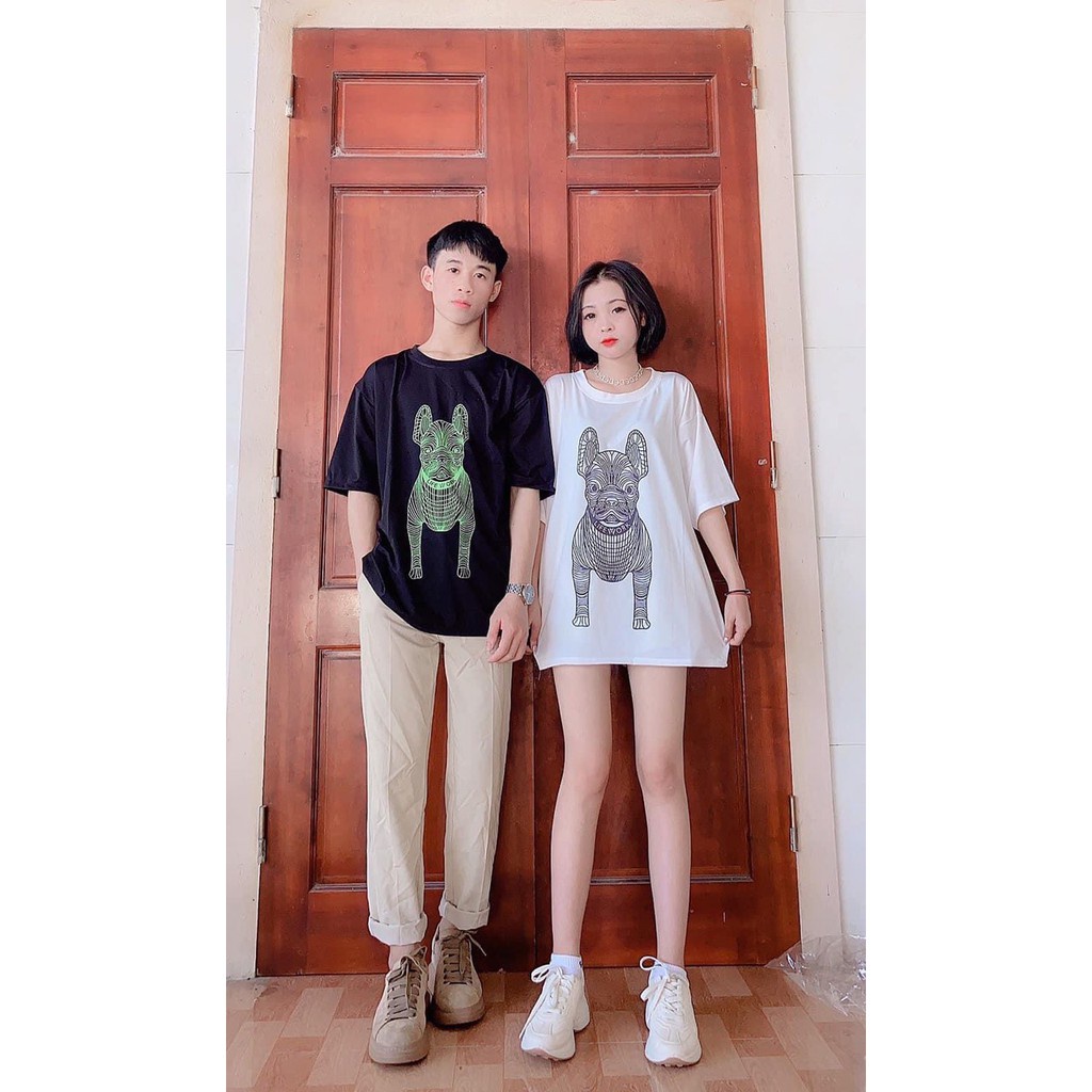 Áo Phông Cổ Tròn Nam Nữ In 3D Hình Chó 2 Mặt ,Cotton 100% Kiểu Dáng Trẻ Trung Năng Động