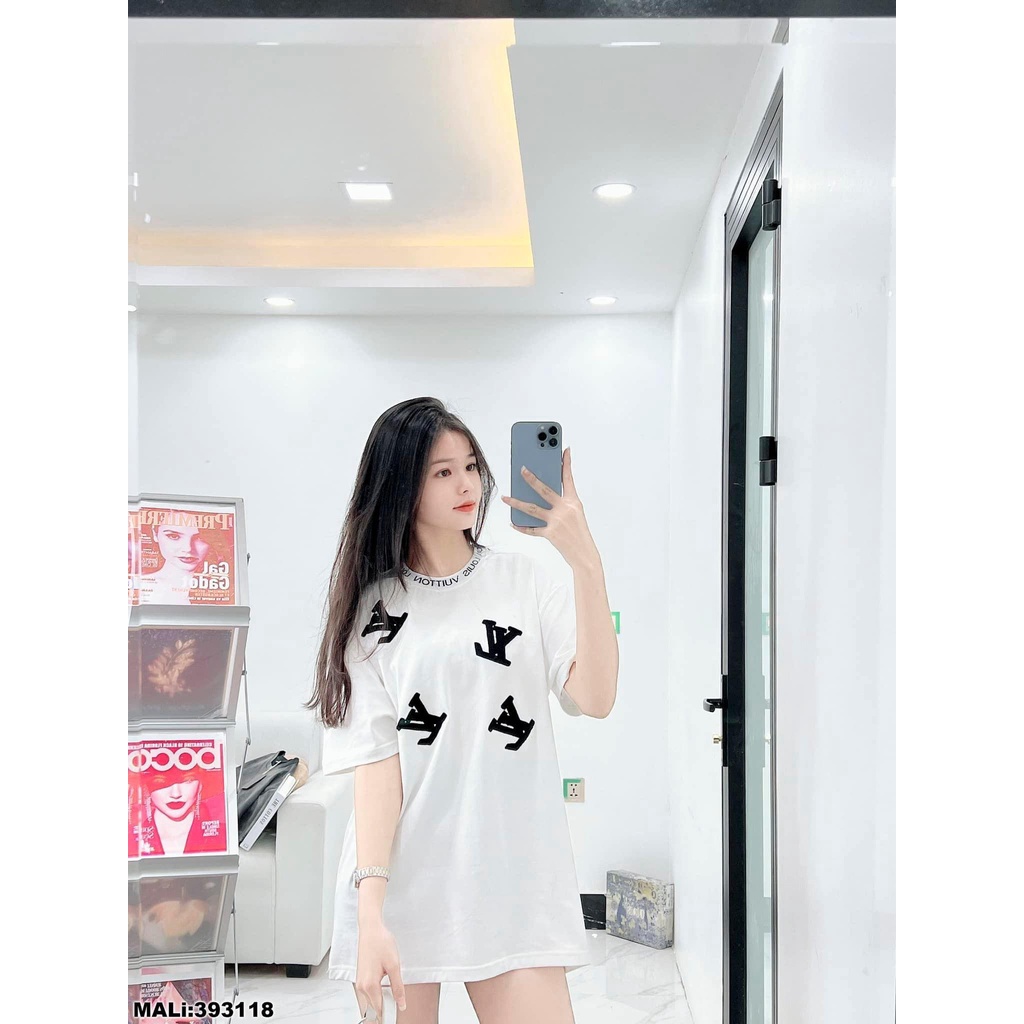 Áo phông tay lỡ l.v viền chữ
