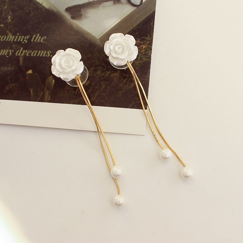 Bông Tai Mạ Bạc 925 Hình Hoa Trà Đính Ngọc Trai Phong Cách Hàn Quốc Thời Trang Cho Nữ