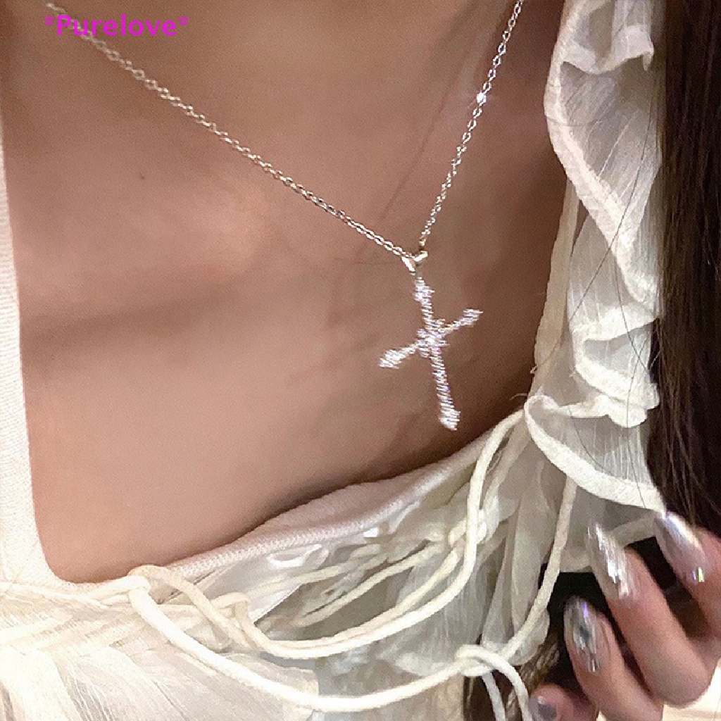 Vòng cổ Mặt Chữ Thập Đính Đá Zircon Thời Trang Cho Nữ Mới