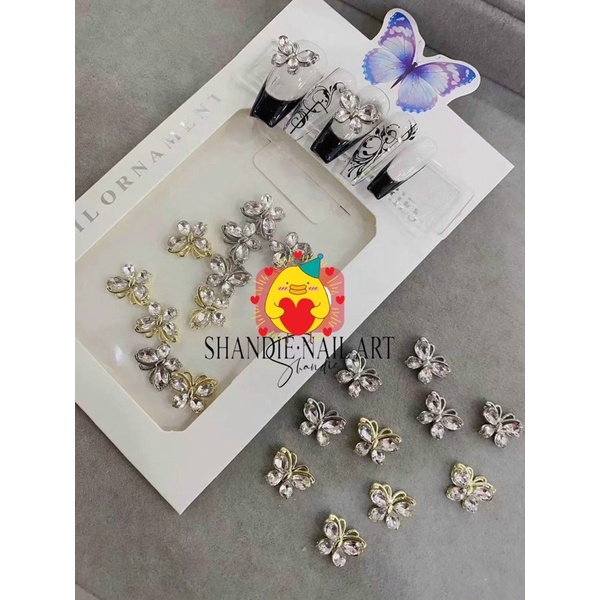 Sét charm kim loại hình con bướm đính đá siêu xinh