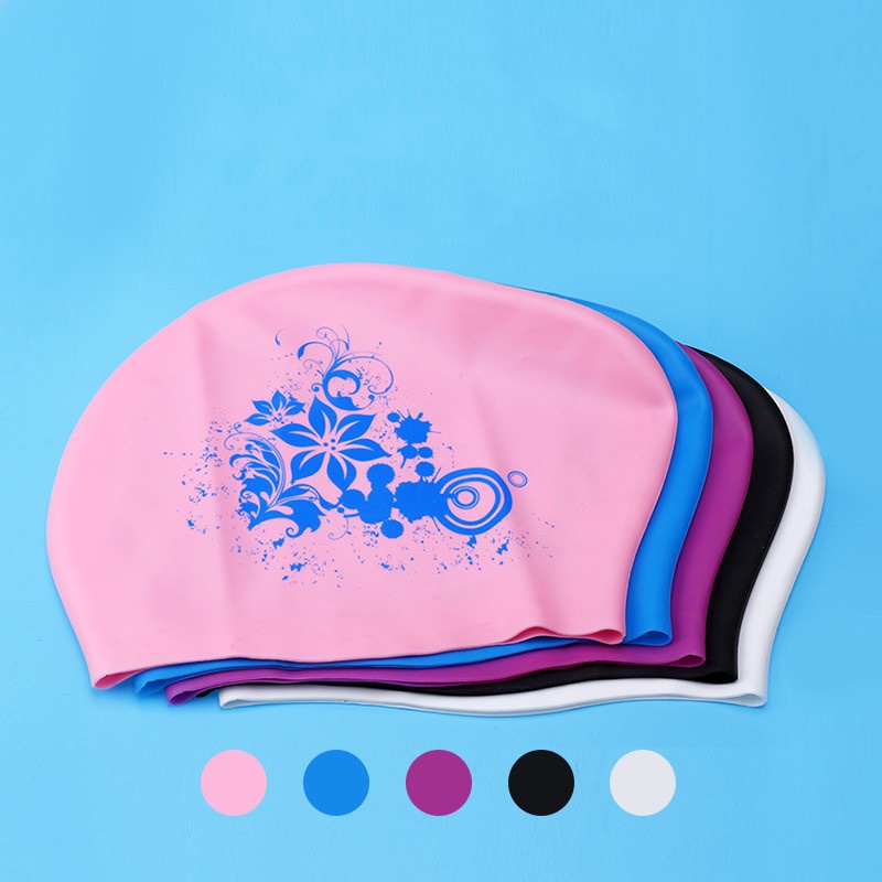 Mũ Bơi Bằng Silicone Chống Thấm Nước In Họa Tiết Đặc Biệt Bảo Vệ Tai Cho Nữ