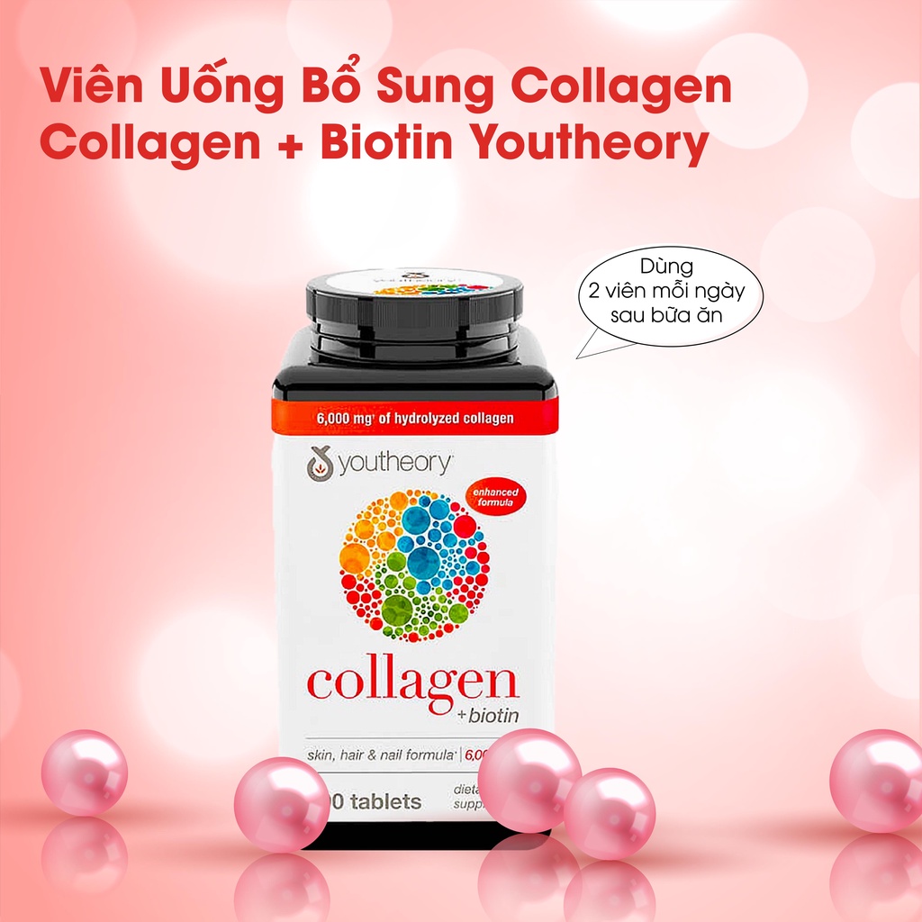 Viên uống bổ sung Collagen Kirkland Signature collagen youtheory Mỹ 390 viên